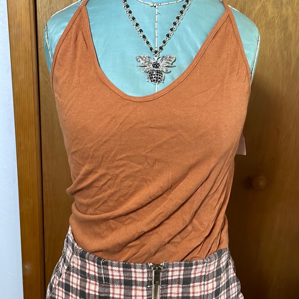 Copper mini ribbed tank top XL